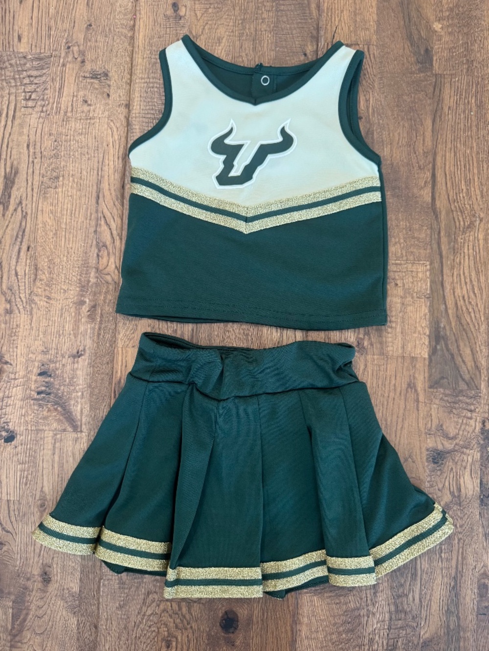 USF Bulls Cheerleader Outfit 2 Piece Colosseum Shirt Skirt Size 3T